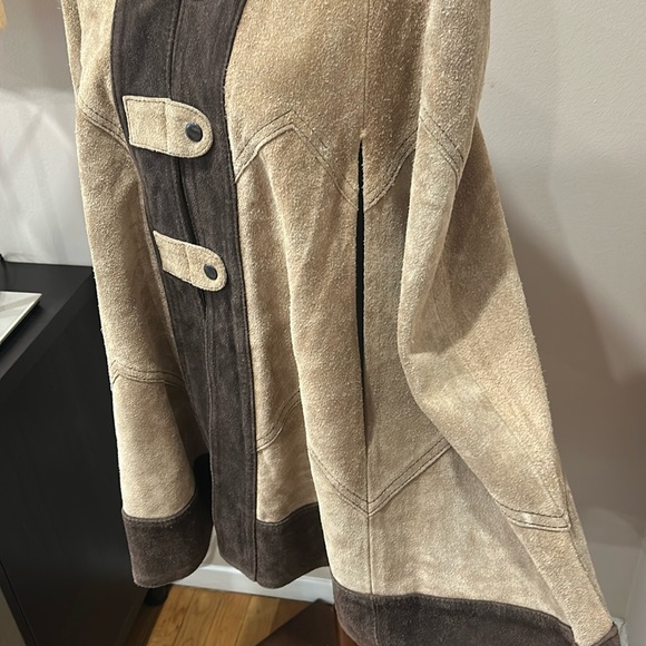 Vintage Cape Poncho Express suede cape poncho coat snap closure Free Size - Picture 14 of 16
